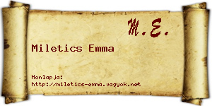 Miletics Emma névjegykártya